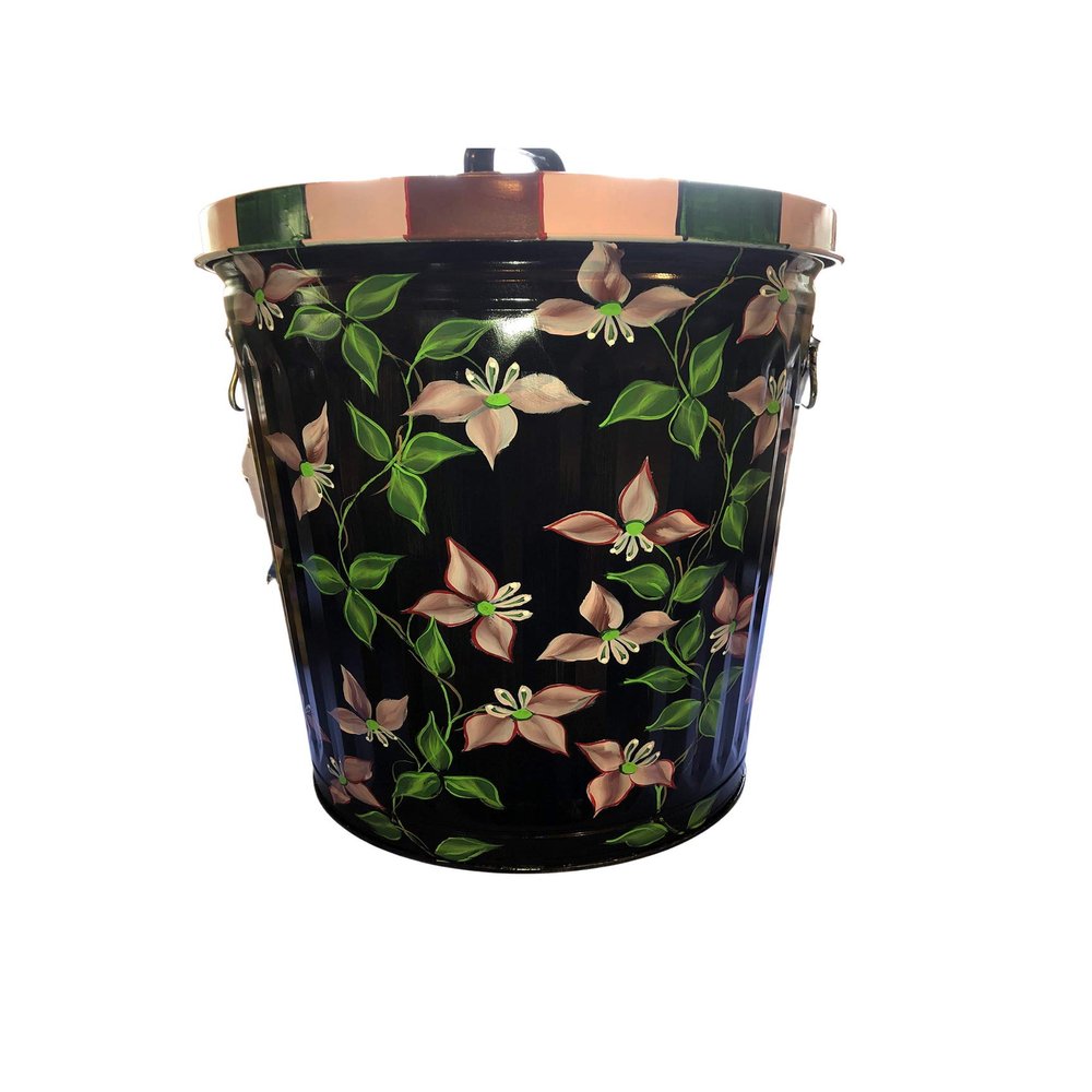 20 Gallon Hand Painted Galvanized Trash Can