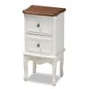 Baxton Studio Darlene White and Cherry Brown Finished Wood 2-Drawer End Table view 1