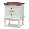 Baxton Studio Darlene White and Cherry Brown Finished Wood 2-Drawer End Table view 2