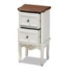Baxton Studio Darlene White and Cherry Brown Finished Wood 2-Drawer End Table view 3