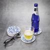 AD Set of 6 Coasters for Drinks Absorbing Round Ceramic Stone Coaster with Cork Base,Tabletop Protection Mat for Mugs and Cups,Office,Kitchen (Indigo Blue) view 3