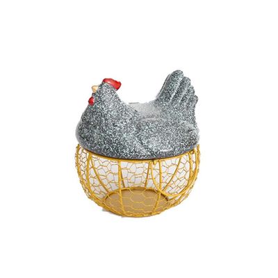 Egg Basket, Metal Iron Art Multi-use Chicken-Shaped Nordic Storage Hamper For Kitchen Home Decoration (Color : Gold, Size : B)