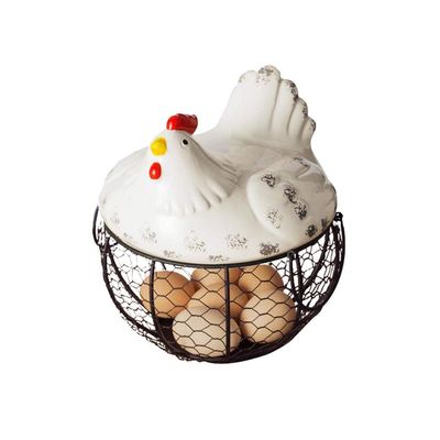 Egg Basket, Metal Art Racks & Holders Nordic Kitchen Decoration Fruits Storage Hamper (Color : B, Size : S)