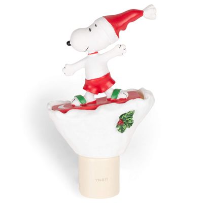 Roman 6.25 Inch Tall Snoopy Snowboard Night Light with Holly Plug-in