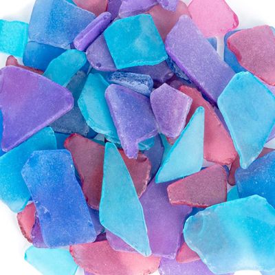 Sea Glass Craft - Beach Glass Craft - Blue Red & Purple - 55 Oz Sea Glass Dcor - Sea Glass Vase Filler - Sea Glass Crafting - Bag of Sea Glass - Craft Glass - Vase Fillers Glass