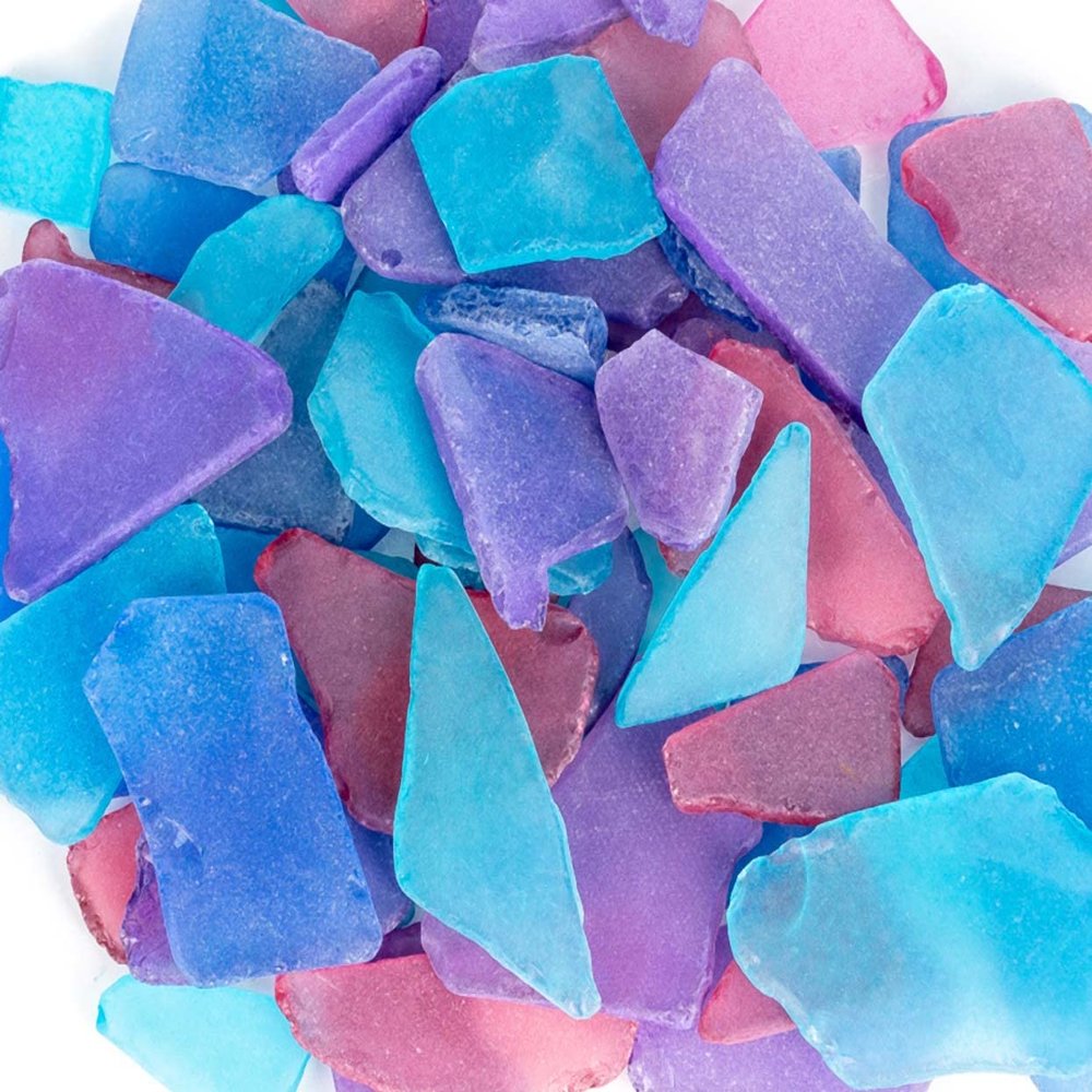 Sea Glass Craft - Beach Glass Craft - Blue Red & Purple - 55 Oz Sea Glass Dcor - Sea Glass Vase Filler - Sea Glass Crafting - Bag of Sea Glass - Craft Glass - Vase Fillers Glass