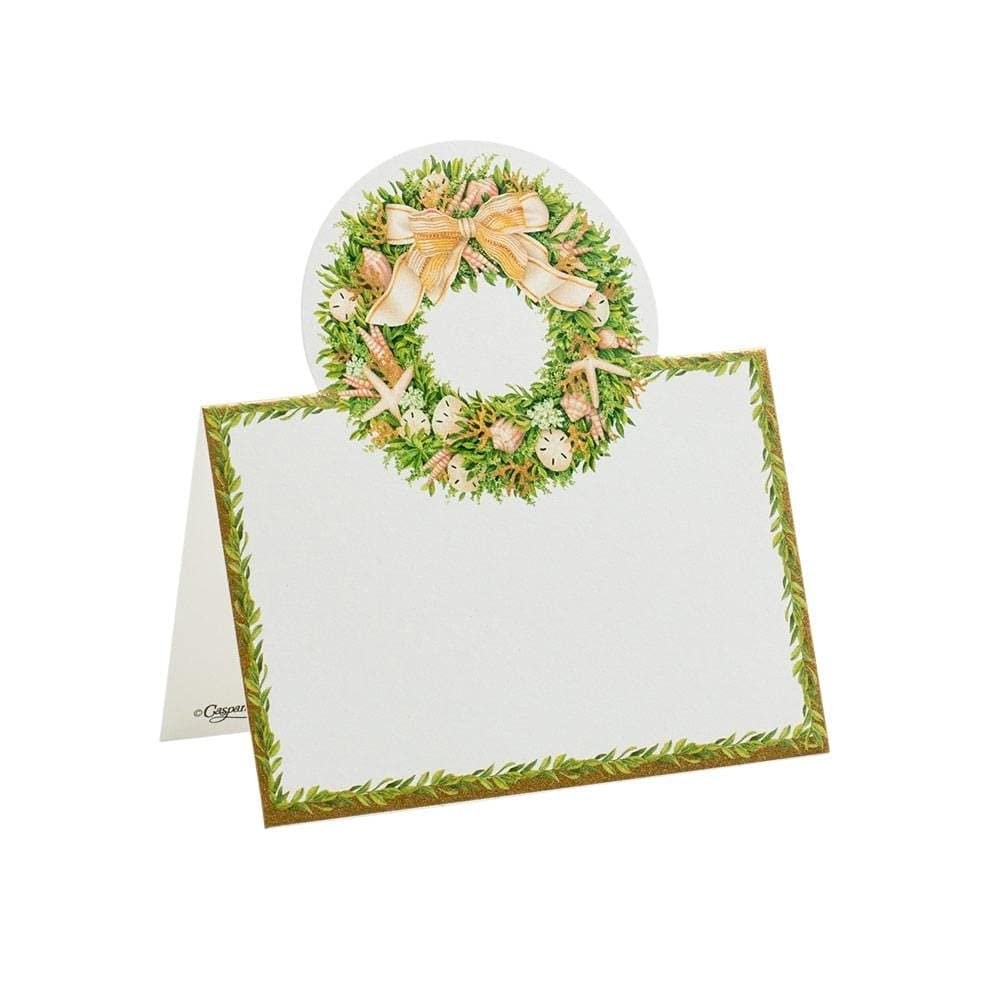 Caspari Shell Wreath Die-Cut Place Cards - Set of 24