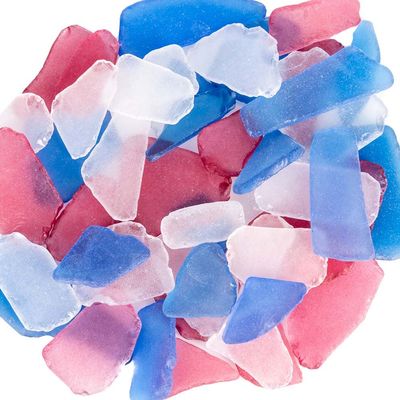 Red, White & Dark Blue Sea Glass 22oz Beach Glass for Crafts, Vase Fillers & Decor Bulk Tumbled SeaGlass Pieces for DIY Projects Recycled Seaglass for Home, Weddings & Art