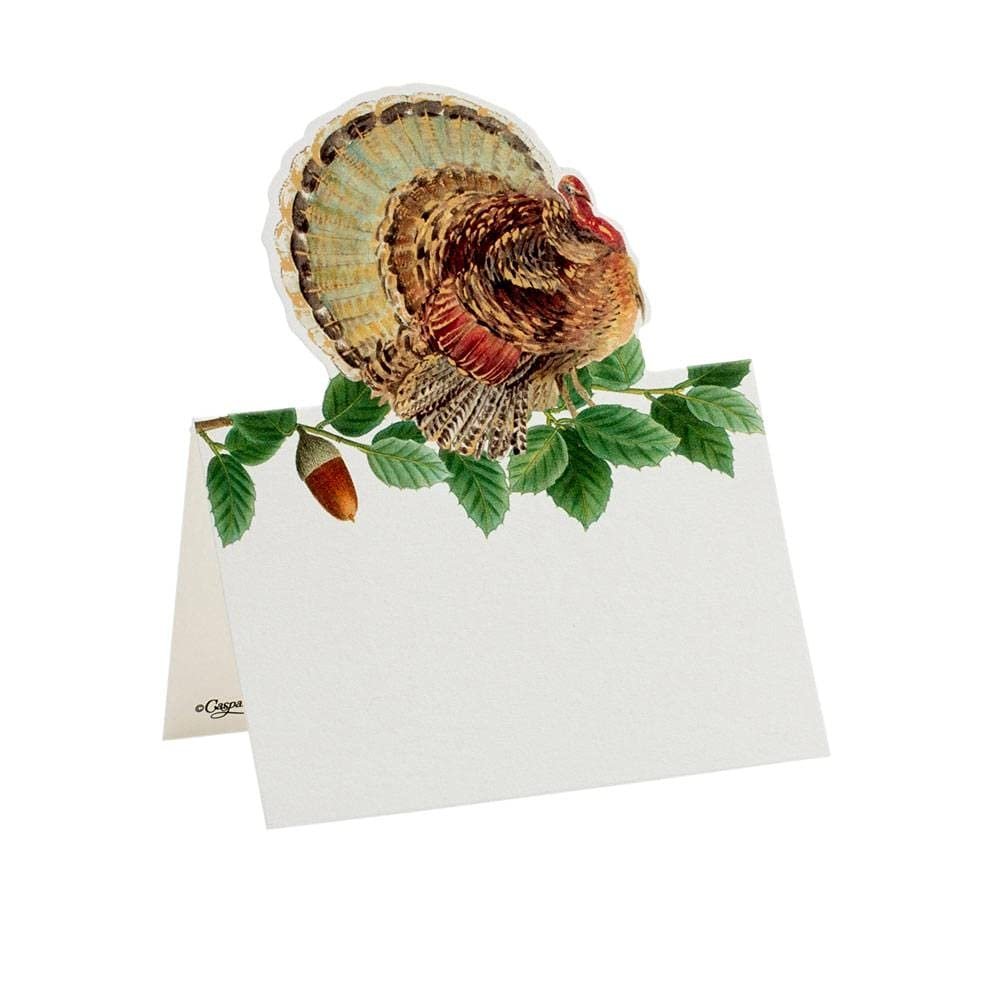 Caspari Turkey and Acorns Place Cards - Set of 40