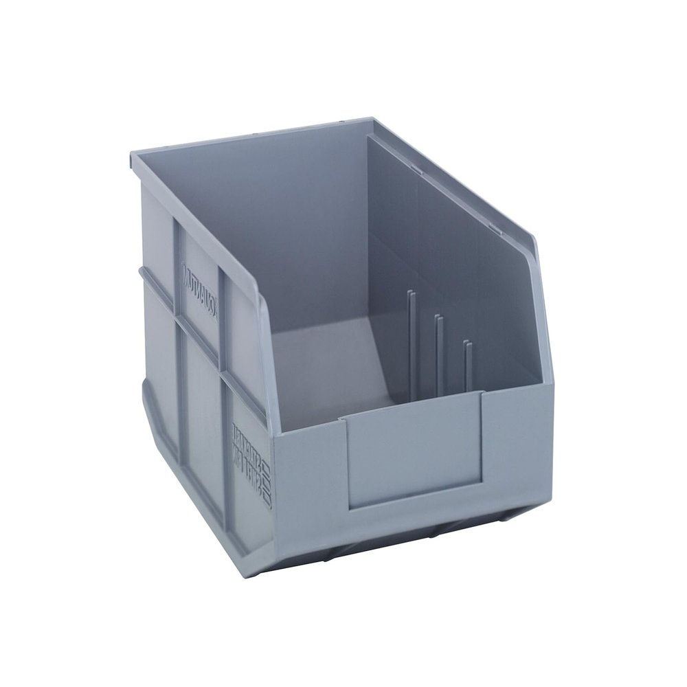 Quantum Storage K-SSB423GY-4 4-Pack Stackable Plastic Shelf Bin, 12" x 8-1/4" x 7", Gray