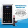 NewAir 33 Bottle Wine Fridge, Freestanding or Built-In Refrigerator, Stainless Steel Cooler, UV Protected Glass Door with Recessed Handle, Digital Thermostat view 3