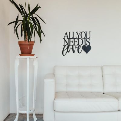 Badger Steel USA - All You Need is Love - Metal Wall Art - 20" X 16" - Black