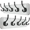 SKOLOO Rustic Wall Mounted Coat Rack, 16 inches Hole to Hole, Case of 2, Pine Solid Wood Coat Hook Hanger - 5 Hooks for Hanging Clothes Robes Towels Coats view 1