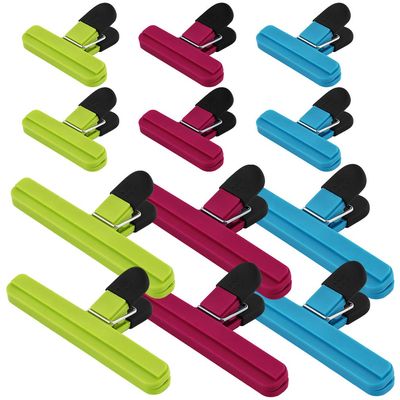 SUNMALL Chip Bag Clips, 12 Pack Heavy Duty Food Clips, Assorted Colors Bag Clips for Food Storage for Coffee, Bread Bags, Snack Bags and Food Bags