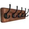 SKOLOO Rustic Wall Mounted Coat Rack with 16 Inch Mounting Hole Distance, Pine Solid Wood Coat Hook Hanger - 5 Hooks for Hanging Clothes Robes Towels Coats view 1