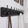 SKOLOO Large Black Wall Mounted Coat Rack - 38.6'' Long Coat Rack for Wall, Pine Solid Wood Coat Hook Hanger - 10 Hooks for Hanging Clothes Backpack Coats view 3