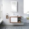 Single Door Mirror Indoor Bathroom Cabinet Wall Mount Medicine Cabinet Storage Organizer with Single Door and 2 Adjustable Shelves White view 2