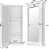 Single Door Mirror Indoor Bathroom Cabinet Wall Mount Medicine Cabinet Storage Organizer with Single Door and 2 Adjustable Shelves White view 3