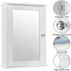 Single Door Mirror Indoor Bathroom Cabinet Wall Mount Medicine Cabinet Storage Organizer with Single Door and 2 Adjustable Shelves White view 4