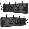 SKOLOO Rustic Wall Mounted Coat Rack, Case of 2, Pine Solid Wood Coat Hook Hanger - 5 Hooks for Hanging Clothes Robes Towels Coats view 1