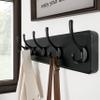 SKOLOO Rustic Wall Mounted Coat Rack, Pine Solid Wood Coat Hook Hanger - 5 Hooks for Hanging Clothes Robes Towels Coats view 2