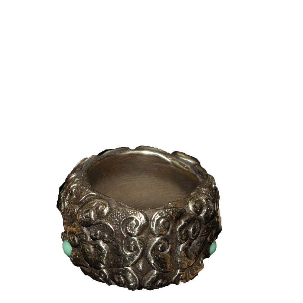 Fashion158 Antique Solid Copper finger Thumb Bead inlaid Pure Copper finger finger Brass Ring