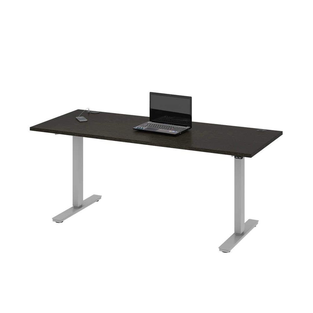 Bestar Upstand Standing Desk, Ergonomic Electric Table for Home Office, 72W x 30D, Deep Grey