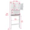 JungleA Over The Toilet Storage Cabinet, Bathroom Organizer, Freestanding Toilet Storage Rack, Wooden Space Saver, w/Adjustable Shelf and Glass Door for Home Bathroom Linens Toiletry, White view 3