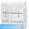 JungleA Over The Toilet Storage Cabinet, Bathroom Organizer, Freestanding Toilet Storage Rack, Wooden Space Saver, w/Adjustable Shelf and Glass Door for Home Bathroom Linens Toiletry, White view 4