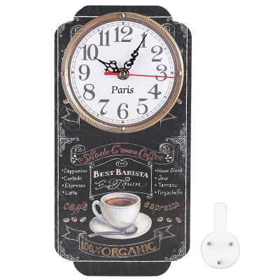 Modern Wall Clock, 11.8 x 5.8 inch Density Board Construction, with Hanging Hook for Home Office Restaurant