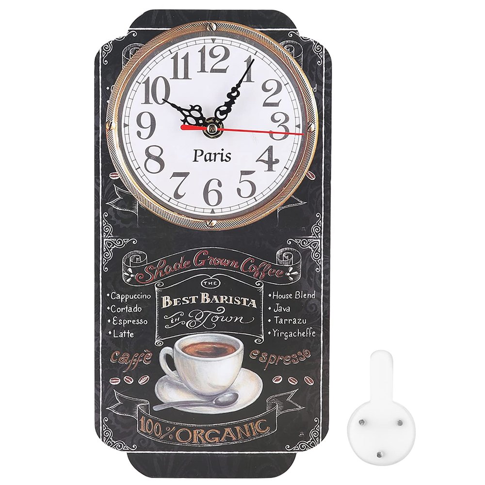 Modern Wall Clock, 11.8 x 5.8 inch Density Board Construction, with Hanging Hook for Home Office Restaurant