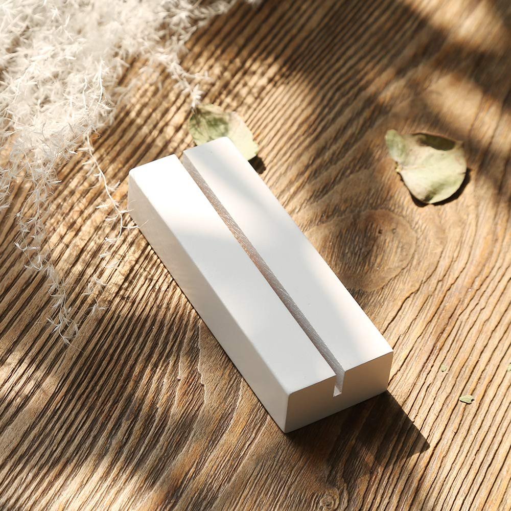 UNIQOOO 5 Pack 4" White Wood Stands for Wedding Acrylic Sign, Wood Table Number Holders for 1/8 Thick Acrylic Sheets | Wedding Display Stand, Card Holder for Bar Menu, Retail Sign, Party, Event