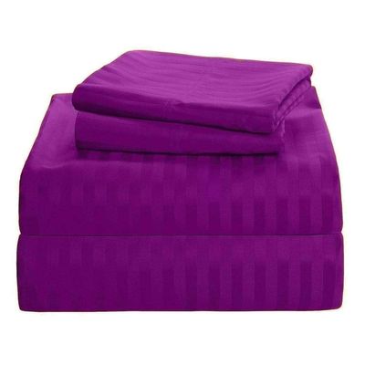 800 Thread Count 100% Cotton Sheet Set, Purple Striped RV King Sheets 4 Piece Set, Long-Staple Combed Pure Natural Cotton Bedsheets, Soft & Silky Sateen Weave
