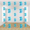 SHATCHI Age 13th-90th Glitz Black and Silver/Pink/Blue Anniversary Birthday Metallic Hanging String Shiny Foil Banner Party Door Wall Decorations Pack of 6 view 1