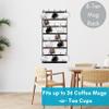 BIRDROCK HOME 36 Peg Coffee Mug Organizer Wall - 8 Tier Wall Mounted Coffee Mug Holder - Tea Cup Display Shelf Wall Mounted - Heavy Duty Decorative Kitchen Bar Organizer Flat Metal Steel Rack - Black view 2