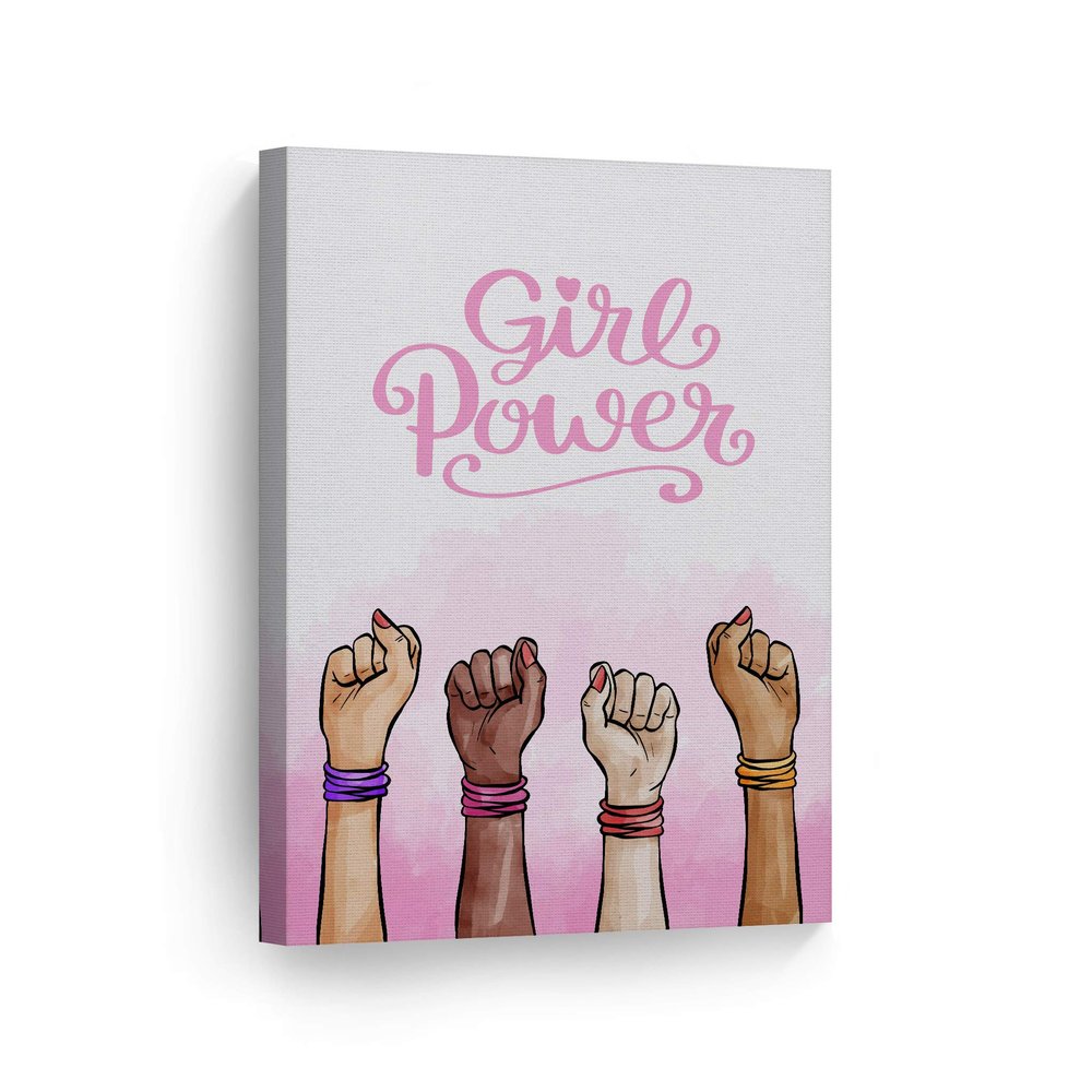 SmileArtDesign Girl Power Quote Diversity Kids Girls African American White and Black Canvas PRINTKids Room Nursery Decor Wall Art Black Kid Baby Art Home Decor Ready to Hang- 36x24