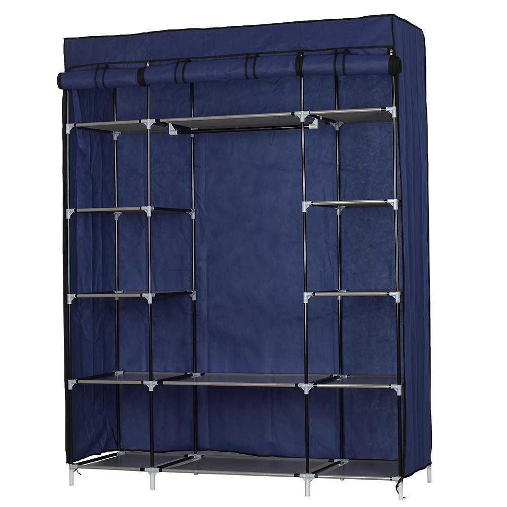 5-Layer 12-Compartment Non-Woven Fabric Wardrobe Portable Closet Navy