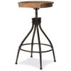 Adjustable Swivel Backless Stool Brown Industrial Modern Contemporary Wood Distressed Footrest view 1