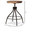 Adjustable Swivel Backless Stool Brown Industrial Modern Contemporary Wood Distressed Footrest view 3
