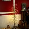 Alpine Corporation 71" Tall Flocked Artificial Brown Christmas Tree with 296 Warm White LED Lights, Indoor/Outdoor Holiday Decoration view 2