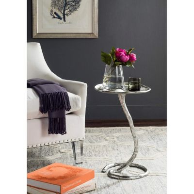 Misc Silver Side Table - 15" X 13" 21" Transitional Specialty Aluminum Metal