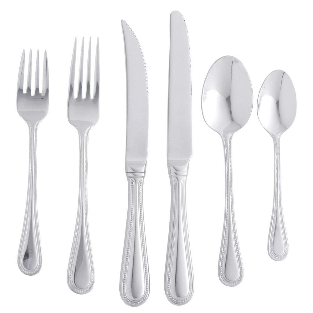 Euro Bead' 77-Piece Flatware Set Silver Metal Stainless Steel