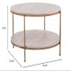 Misc Round Faux Stone Cocktail Table - Chrome/Faux Silver Glam Iron Metal Veneer Champagne Finish Chrome Metallic Includes Hardware Shelf Storage view 2