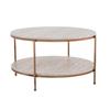 Misc Round Faux Stone Cocktail Table - Chrome/Faux Silver Glam Iron Metal Veneer Champagne Finish Chrome Metallic Includes Hardware Shelf Storage view 3