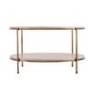 Misc Round Faux Stone Cocktail Table - Chrome/Faux Silver Glam Iron Metal Veneer Champagne Finish Chrome Metallic Includes Hardware Shelf Storage view 4