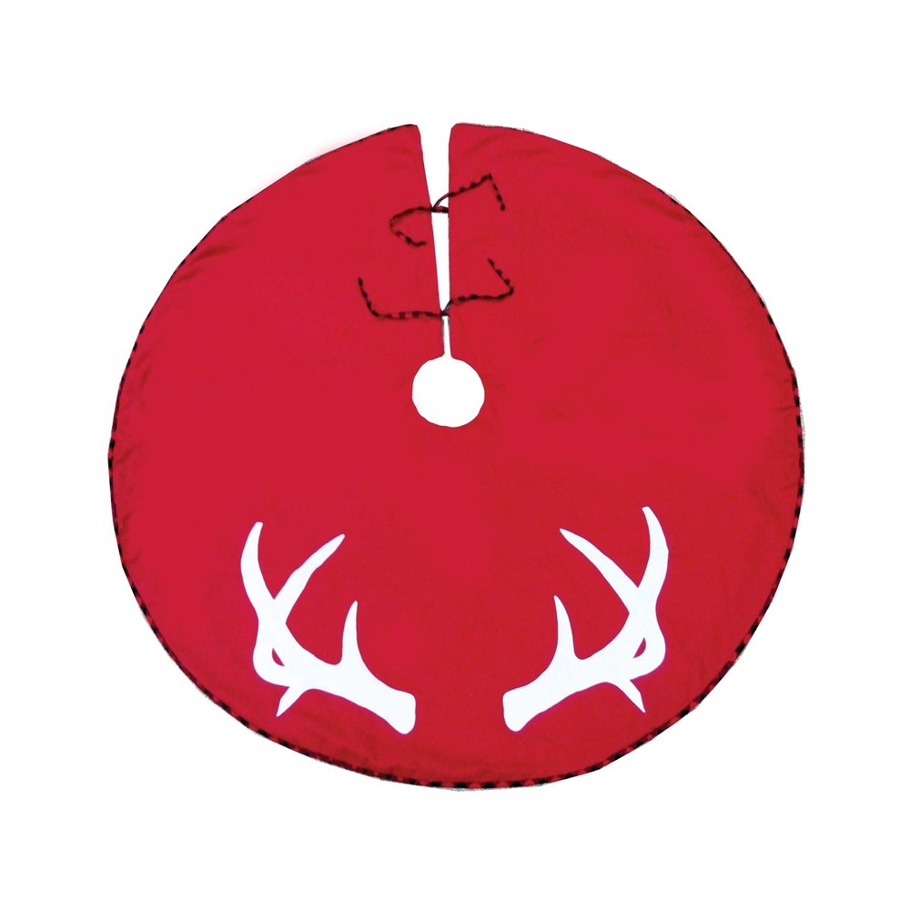 Misc Canyon Lodge Buffalo Check Christmas Tree Skirt Red Rustic Cotton