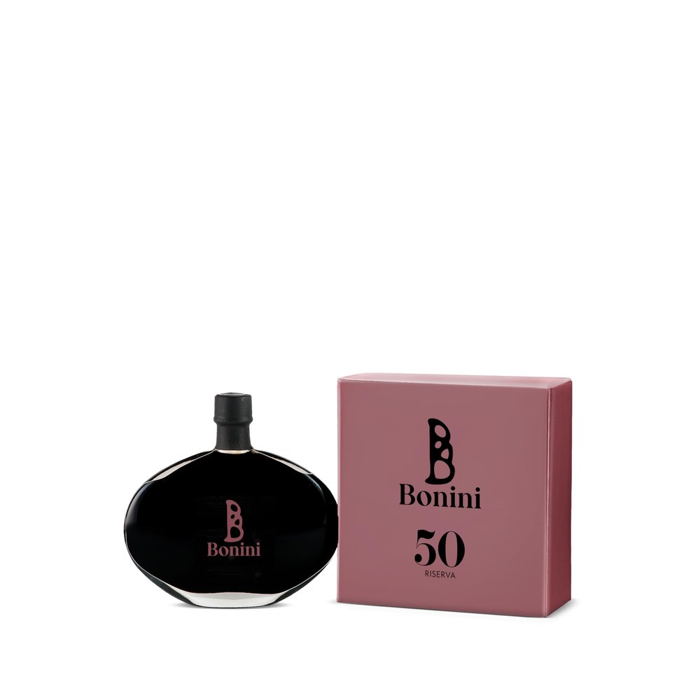 BONINI BLACK RISERVA 50 Years Condiment, Premium Aged Artisan Condiment, Handcrafted in Italy, Gourmet Condiment, All natural, Gluten Free (3.38 oz, 100ml)