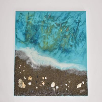 Bahamian Shore - Sand to Stars - Unique Resin Art - One-of-a-Kind Art - Beach Art - Home Decor - Wall Decor - Unique Gift