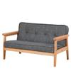 Yoonnie room Double Seater Kid Sofa Chair, Kid Couch with Solid Wood Arm and Linen Pattern PVC for Kids Rest (Dark Grey) view 1