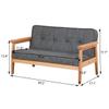 Yoonnie room Double Seater Kid Sofa Chair, Kid Couch with Solid Wood Arm and Linen Pattern PVC for Kids Rest (Dark Grey) view 3